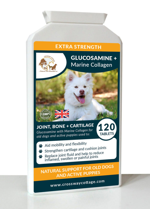 Natural Dog Glucosamine & Marine Collagen Tablets for Old Dogs & Active Puppies